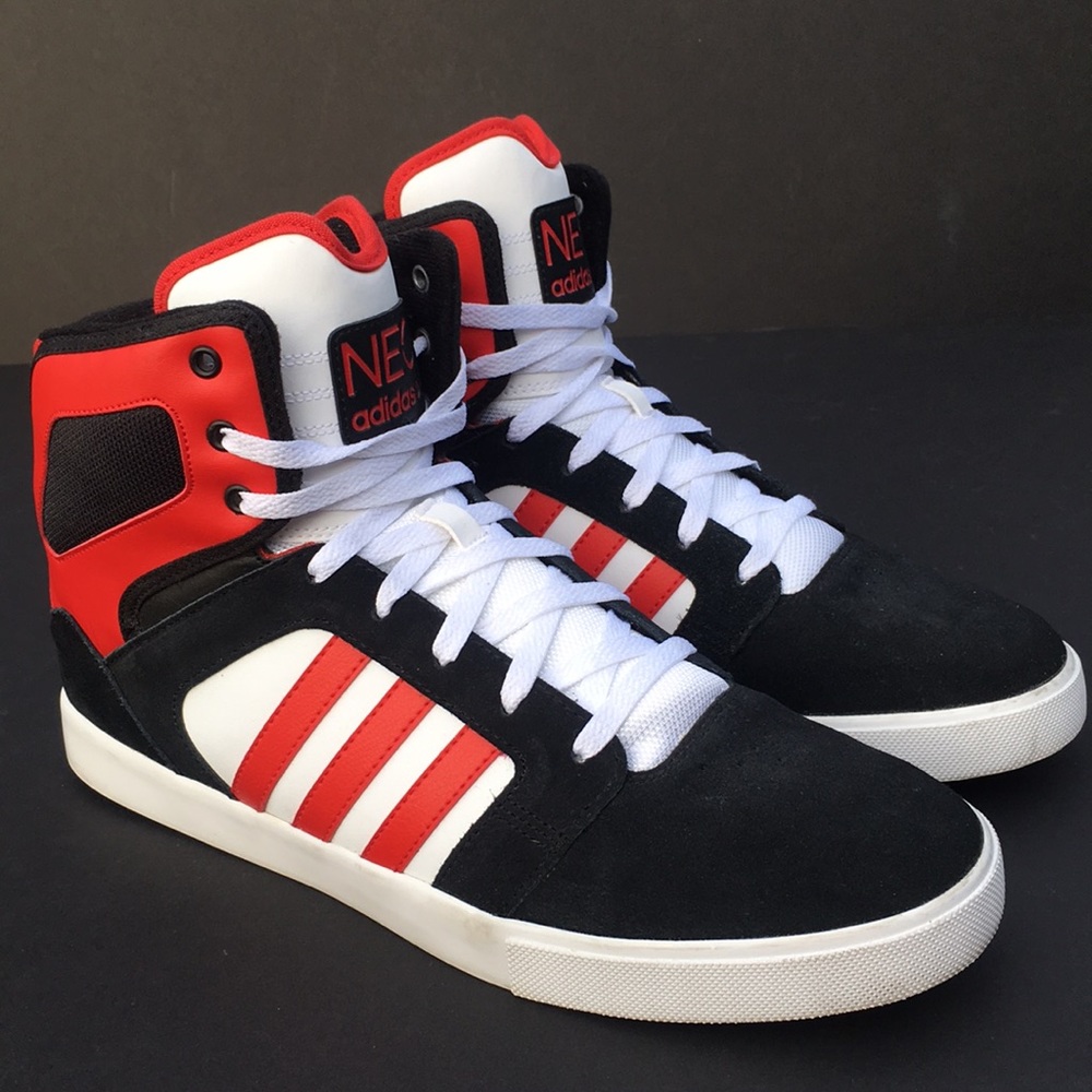 Men’s Adidas Neo High Top Sneakers 12 Red Black